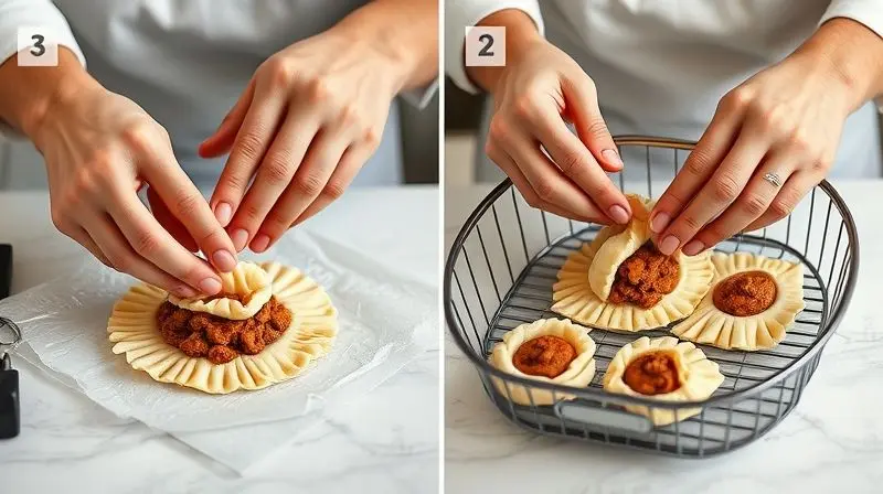 Passo a passo montando pastéis para assar na airfryer de forma simples.