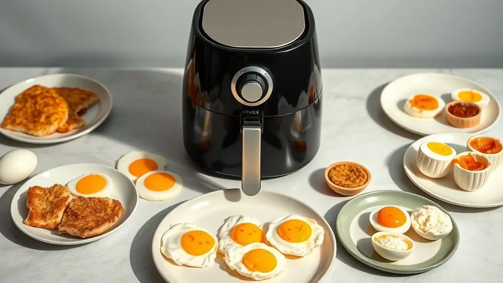 Ovos preparados de várias formas na air fryer: frito, mollet, mexido, poché e cozido, fáceis e deliciosos.