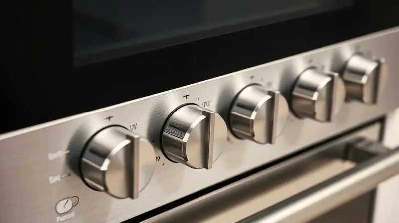 Painel de controle de um forno elétrico moderno, mostrando os botões de funções, temperatura e timer para ilustrar seus recursos.